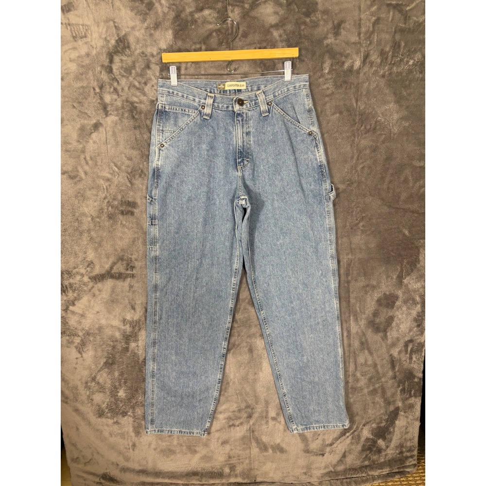 Lee Dungarees Mens Light Wash Denim Carpenter Jeans Utility Workwear 33x32